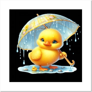 Cute Duck with Umbrella Posters and Art